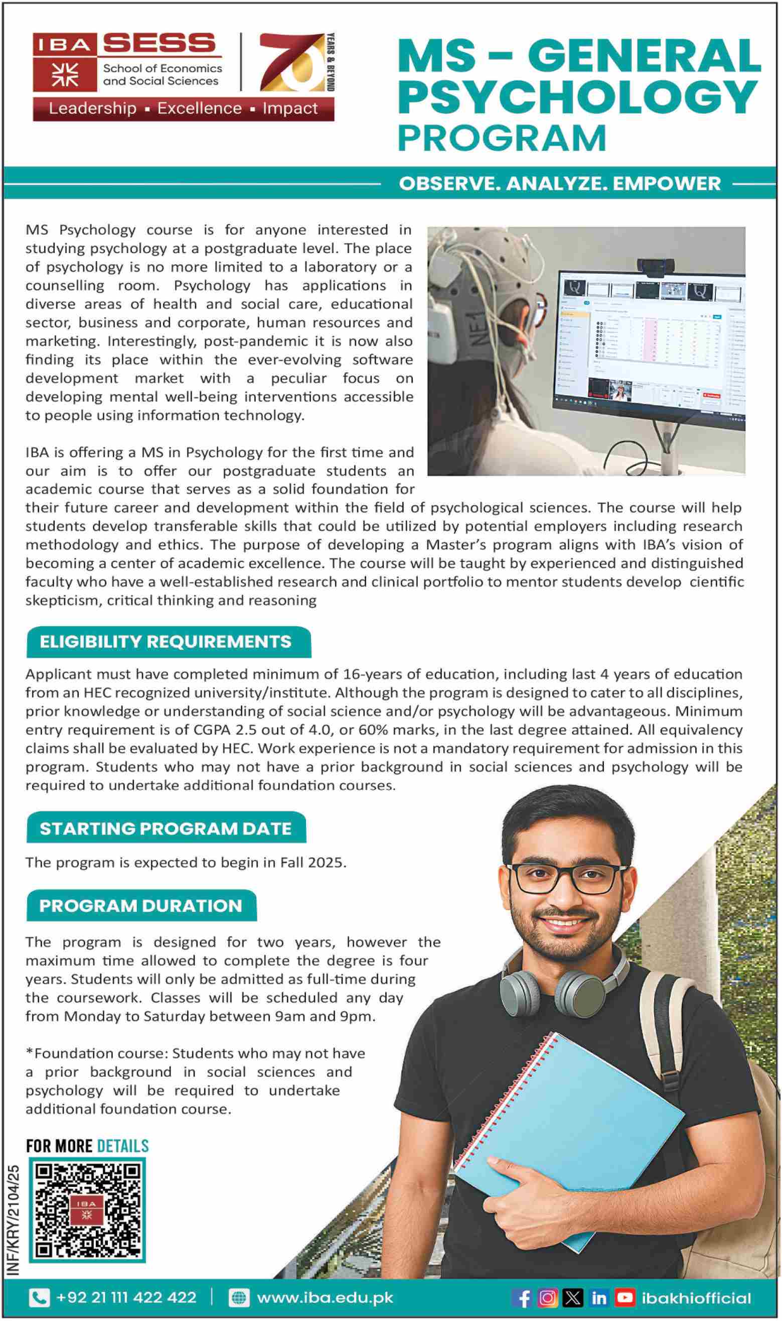 Admission Open in IBA School of Economics & Social Sciences Karachi